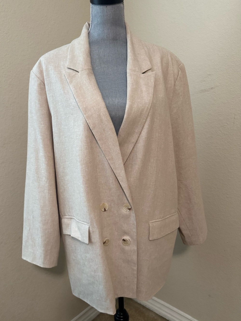 Old Navy Beige Double-Breasted Blazer